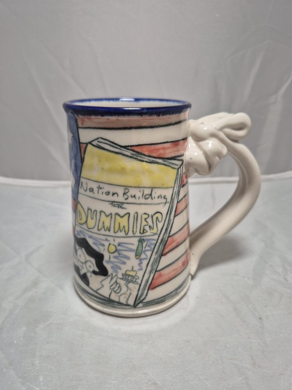 💥 Tom Edwards Wallyware Pottery Mug Funny Cartoon George Bush